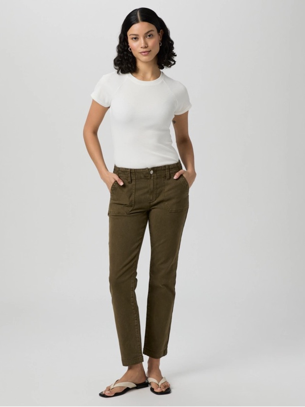 Paige Mayslie Straight Ankle Vintage Olive Green Women’s Pants 10 MSRP $225
